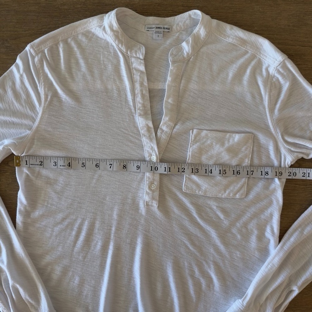 Standard JAMES PERSE White V-Neck Slub Button Down Henley Shirt-Women's Sze 1 - Picture 7 of 15